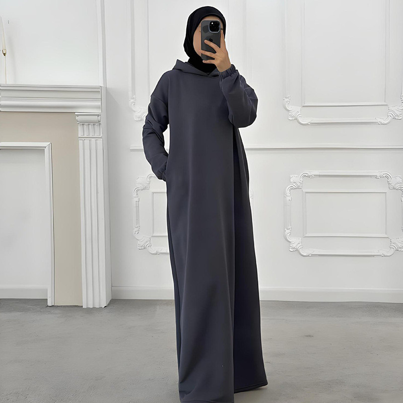 autumn new loose retro temperament long-sleeved hooded dress female