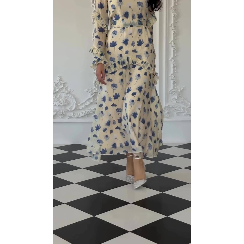 RAYA Muslim Abaya for Women Sweet Party Dresses Ramadan Arab Islam Long Robe Kaftan Dubai Flower Print
