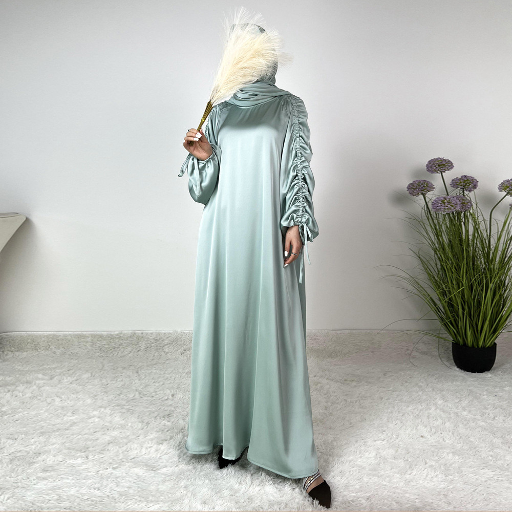 Ramadan Abaya Satin Maxi Dress Turkey Kaftan Caftan Marocain Muslim For Women Vestido Islam Simple Maxi Robe