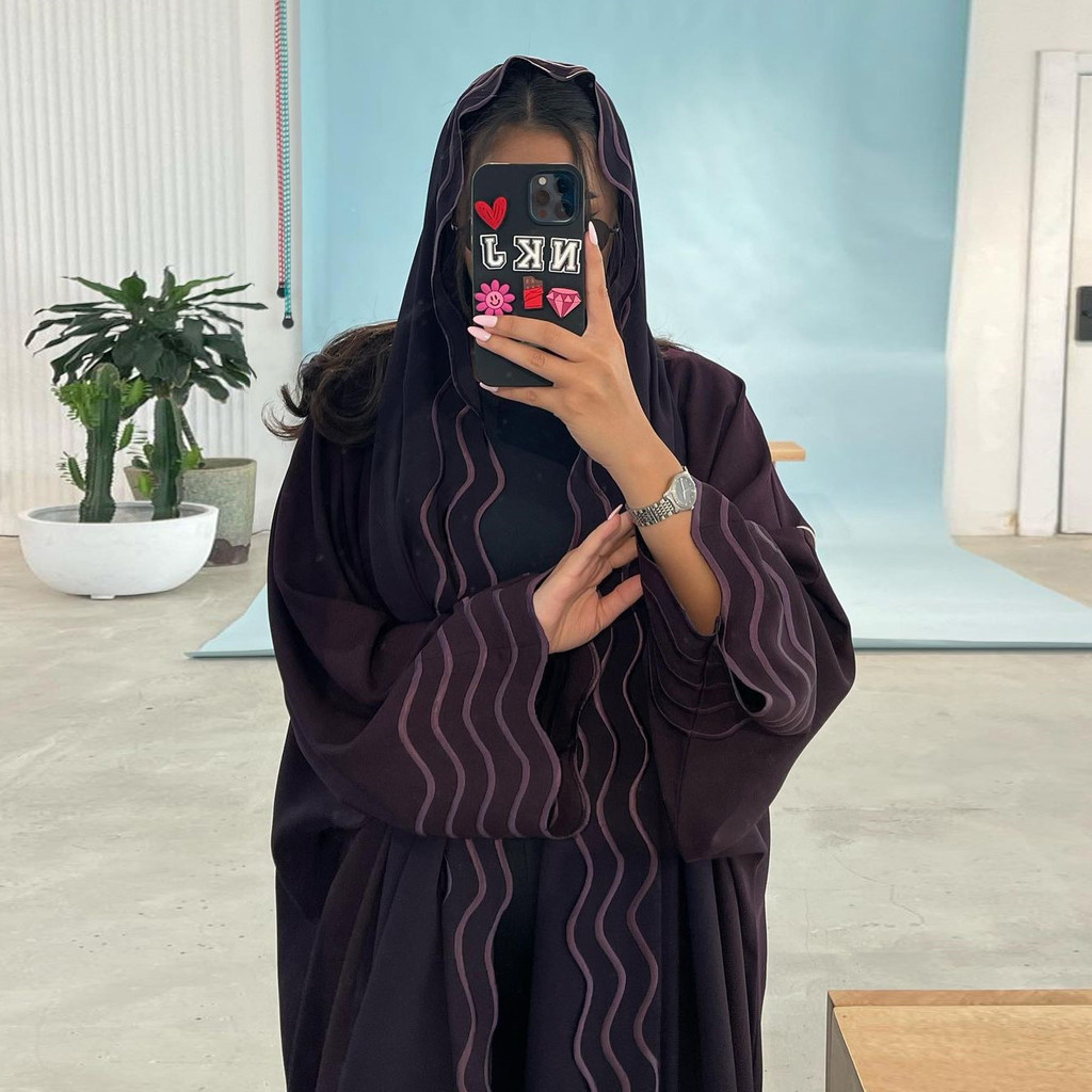 Ramadan Women Gray Black Dubai Khimar Abaya Islam Muslim Kimono Hijab Dress Set Kebaya Kaftan Djellaba Robe