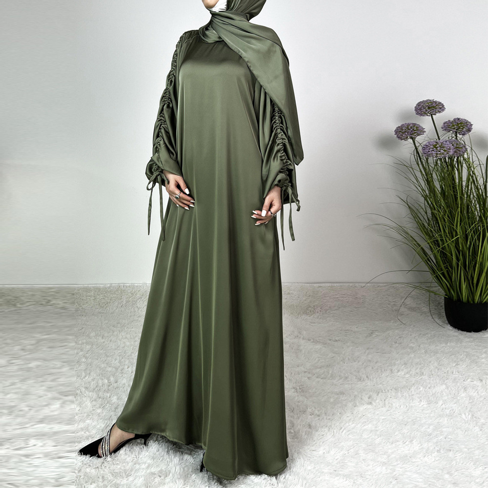 Ramadan Abaya Satin Maxi Dress Turkey Kaftan Caftan Marocain Muslim For Women Vestido Islam Simple Maxi Robe