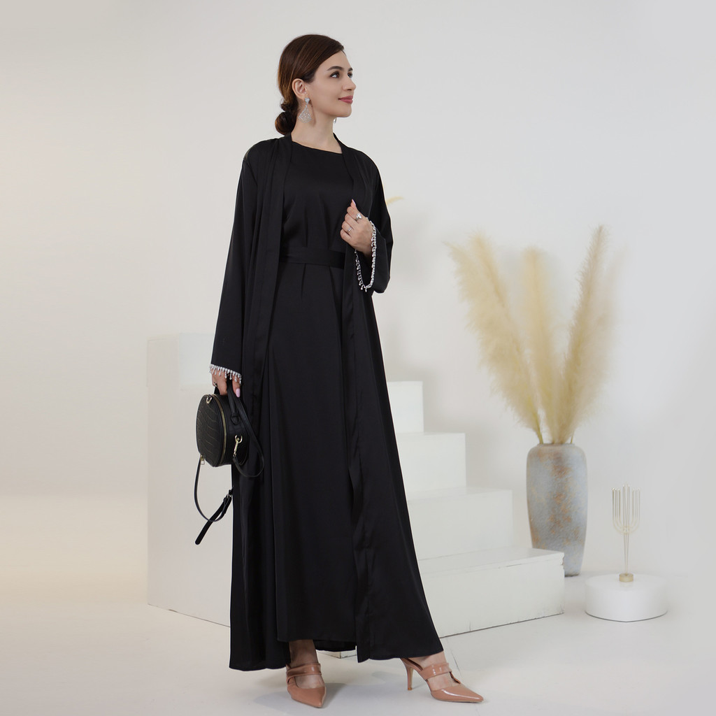 Ramadan 2 Piece Abaya Set Turkey Islam Arab Hijab Dress Muslim Sets Khimar For Women Robe Kaftan