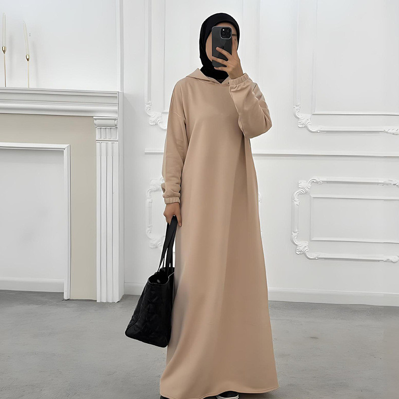 autumn new loose retro temperament long-sleeved hooded dress female