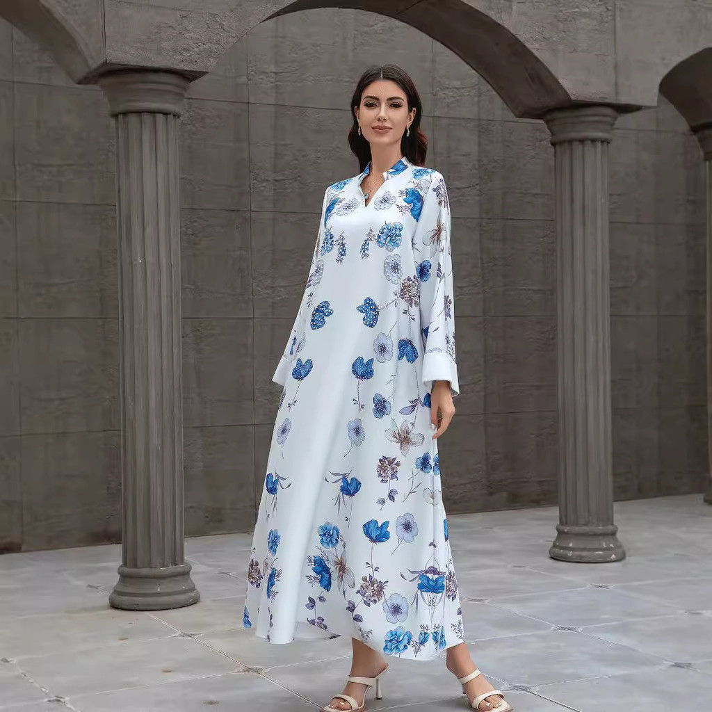 Raya Muslim Abaya for Women Party Dresses Kaftan Flower Arab Long Robe Ramadan Dubai Abayas
