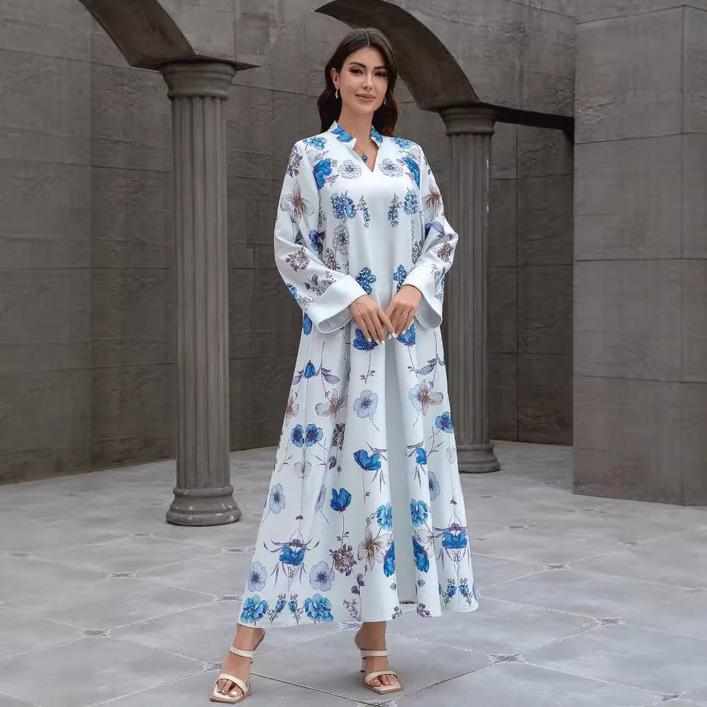 Raya Muslim Abaya for Women Party Dresses Kaftan Flower Arab Long Robe Ramadan Dubai Abayas