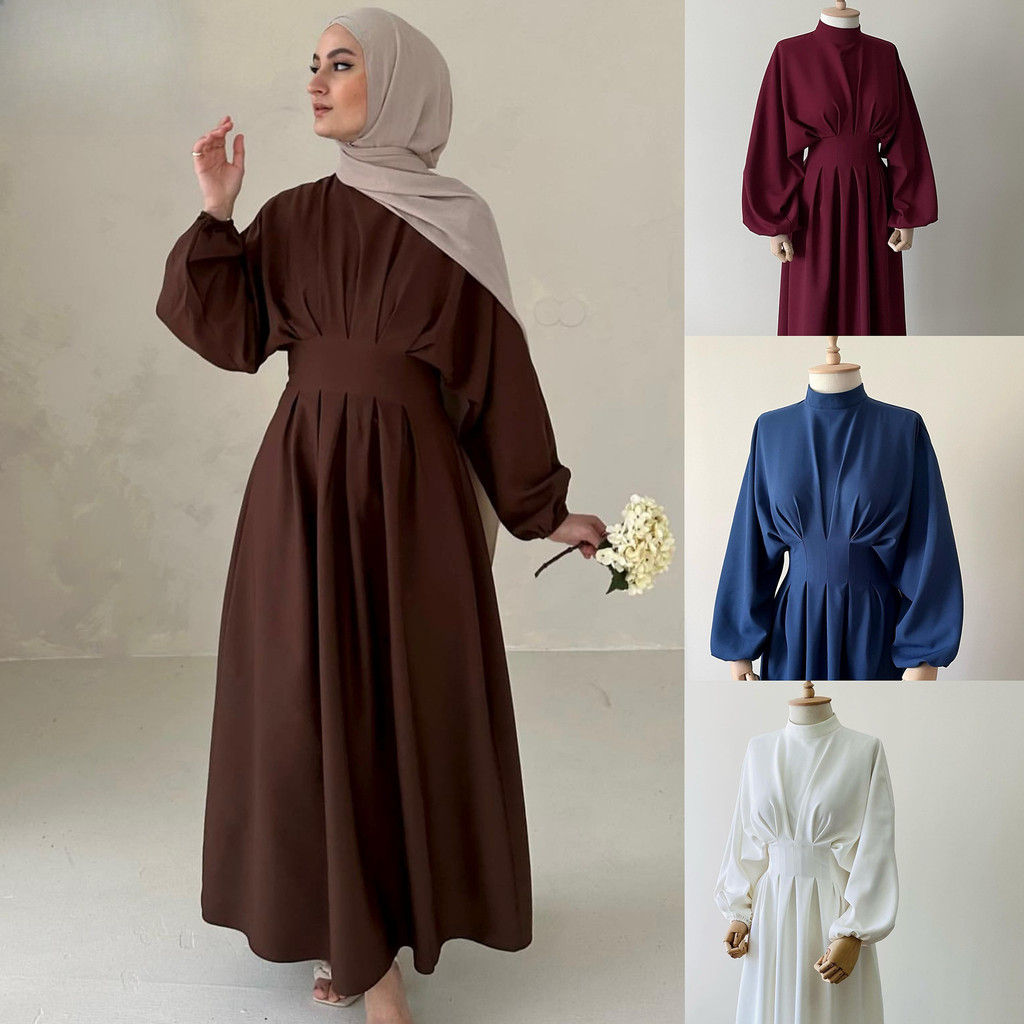 Raya Modest Muslim Dress for Women Jubah Ramadan Robe Dress Ramadan Caftan Party Long Dresses Full Sleeve