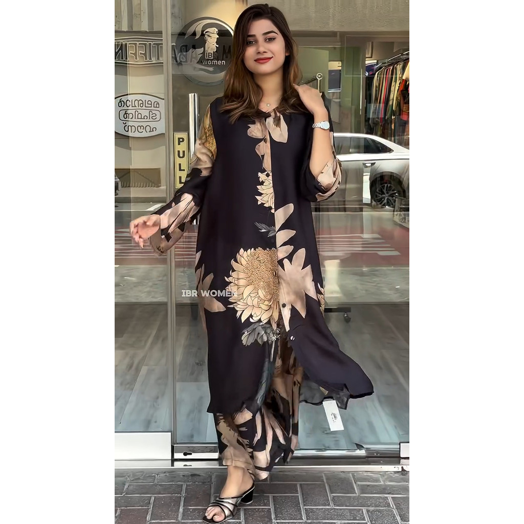 Muslim Women Fashion New 2 Piece Set Spring Single  Laple Shirt & Pants Outfits Autumn Long Sleeve Loose Women Suit