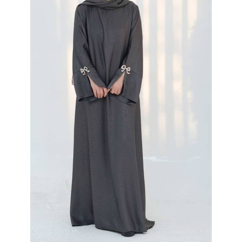 Raya Muslim Abaya for Women Bow Dresses Split Sleeve Ramadan Dubai Long Robe Party Islam Kaftan
