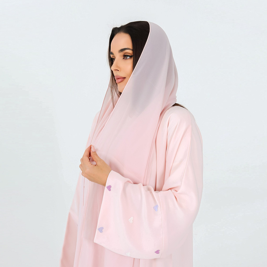 Love Heart Embroidery Muslim Abaya for Women Raya Cardigan Ramadan Abayas Kaftan Islam Dubai Arab Long Robe Jubah