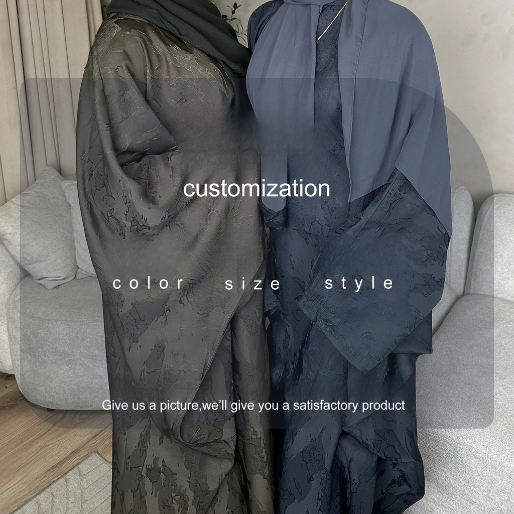 New Luxury Saudi Women Abayas Malay Women Solid Long Sleeve O Neck Ramadan Women's Clothing