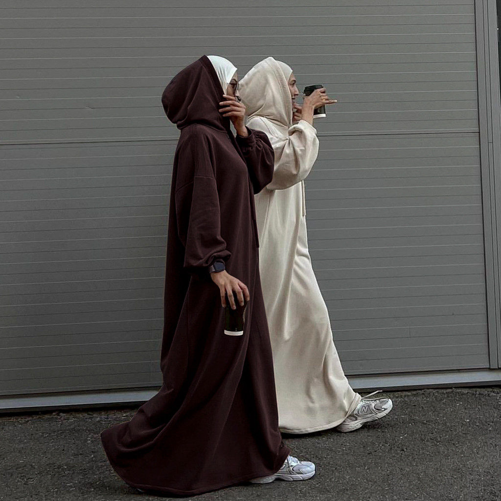 Muslim Women Hoodie Dress Saudi Arabic Long Robe Abaya Dubai Kaftan Raya Ramadan Hooded Dresses Abayas and Jubah