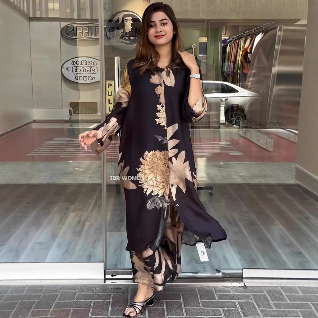 Muslim Women Fashion New 2 Piece Set Spring Single  Laple Shirt & Pants Outfits Autumn Long Sleeve Loose Women Suit