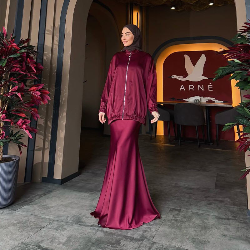 new women's clothing loose casual zipper long-sleeved jacket long skirt suit