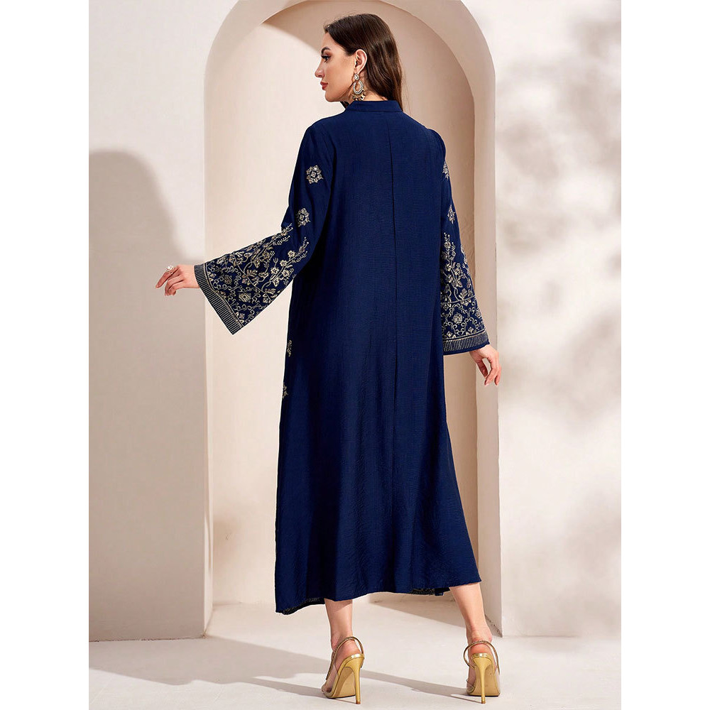 New Embroidery Muslim Dress Women Dubai Abaya Kaftan Raya Islamic Clothing Arabic Robe Caftan Muslimah