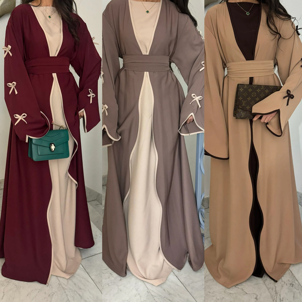 Ramadan Raya Open Abaya Dubai Luxury Muslim Dress Abayas for Women Muslim Dresses Islamic Clothes Kaftan Robe Muslimah