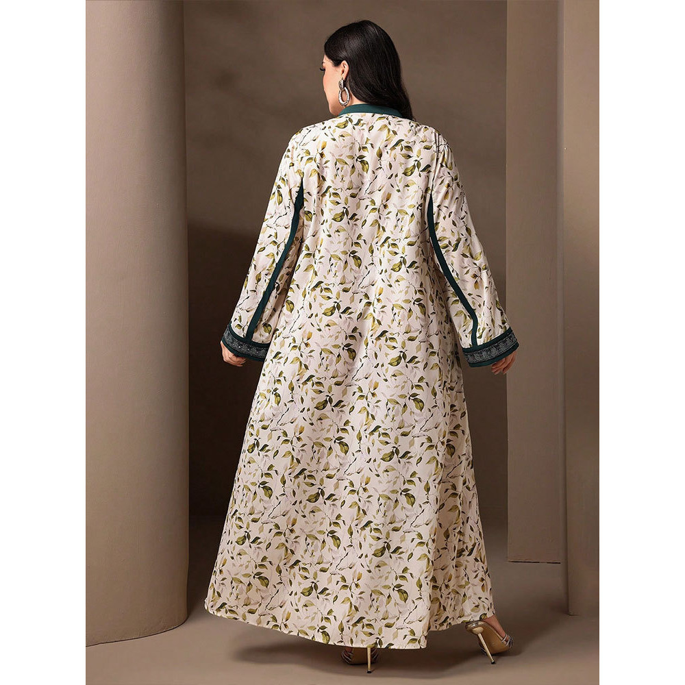 Middle East Dubai fashion large size dress Muslim loose long ice silk wrinkled robe