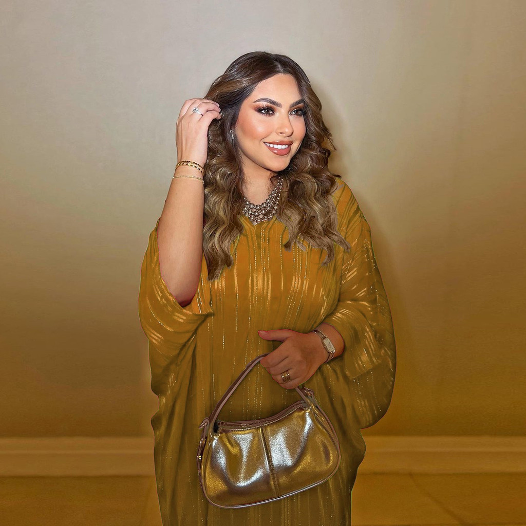 Luxury Shiny Abaya For Muslim Women Kaftan Dubai Batwing Sleeve Evening Dress Modest abaya