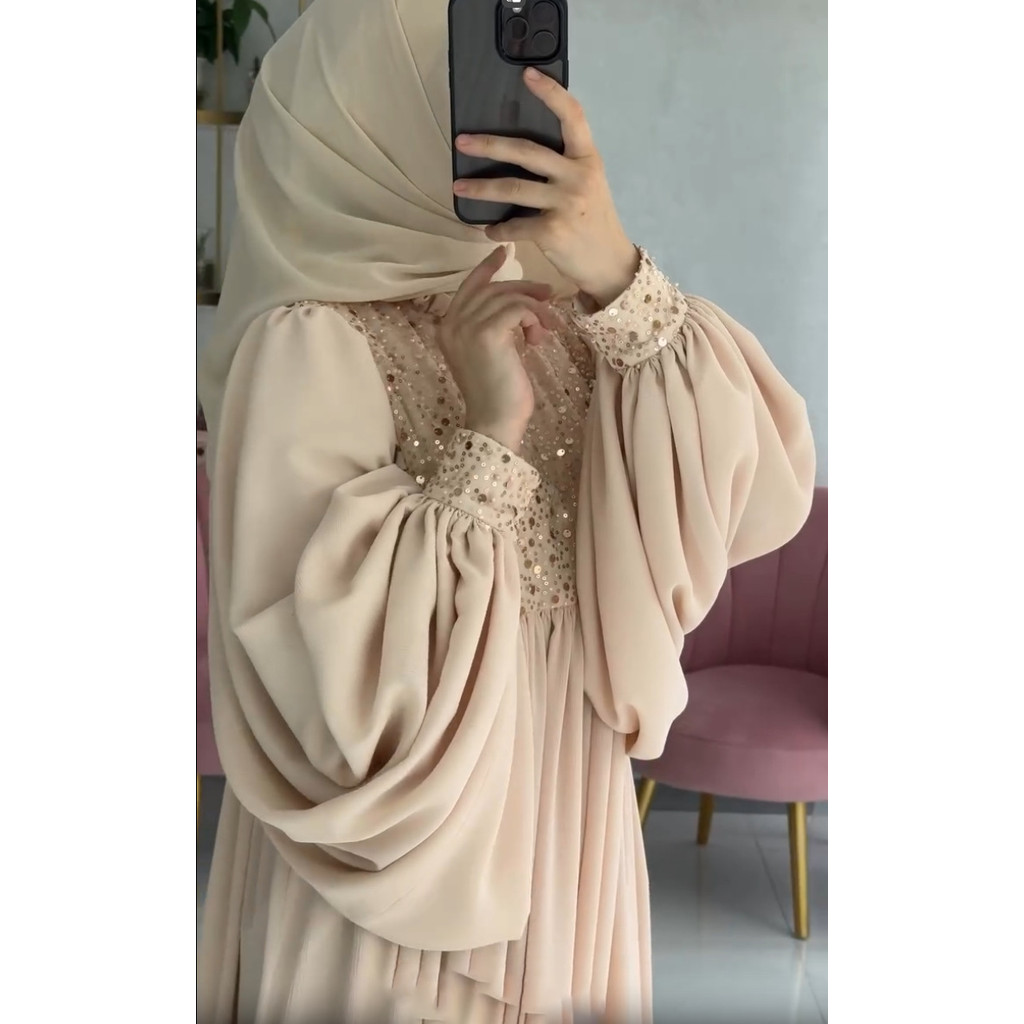 Raya Muslim Party Dress Abaya for Women Sequins Dresses Loose Kaftan Islam Arab Long Robe Ramadan Dubai