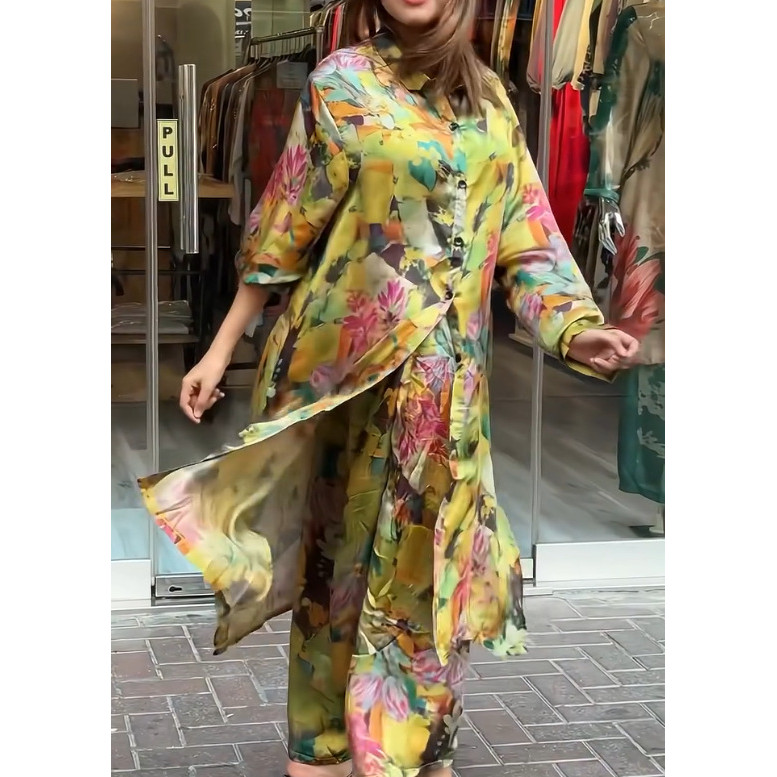 Muslim Women Fashion New 2 Piece Set Spring Single  Laple Shirt & Pants Outfits Autumn Long Sleeve Loose Women Suit