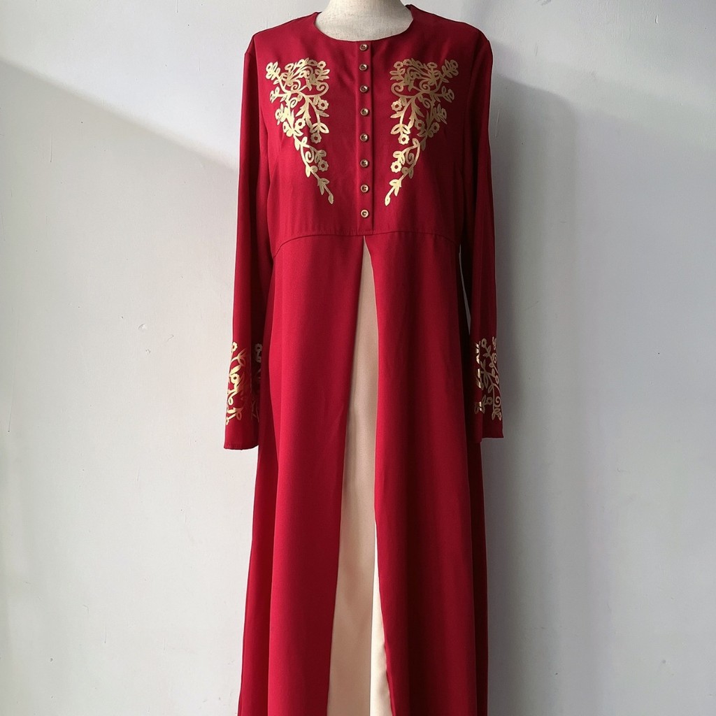Dubai Islamic Clothes Kaftan Arabic Robe Print Muslim Dress Long Sleeve Abayas for Women Raya Mubarak Elegant Gown