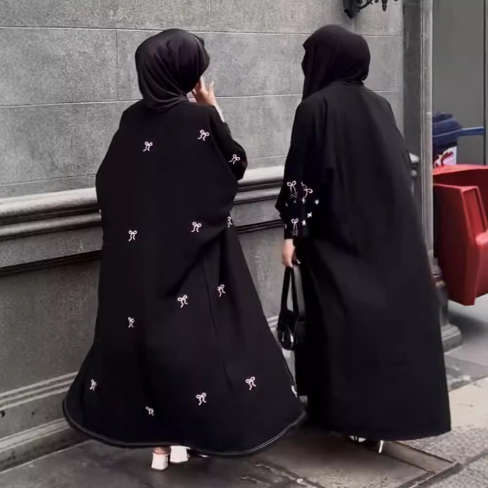 Muslim Abaya Dress for Women Embroidery Cardigan Raya Ramadan Robe Dubai Abayas Kaftan Islam Arab