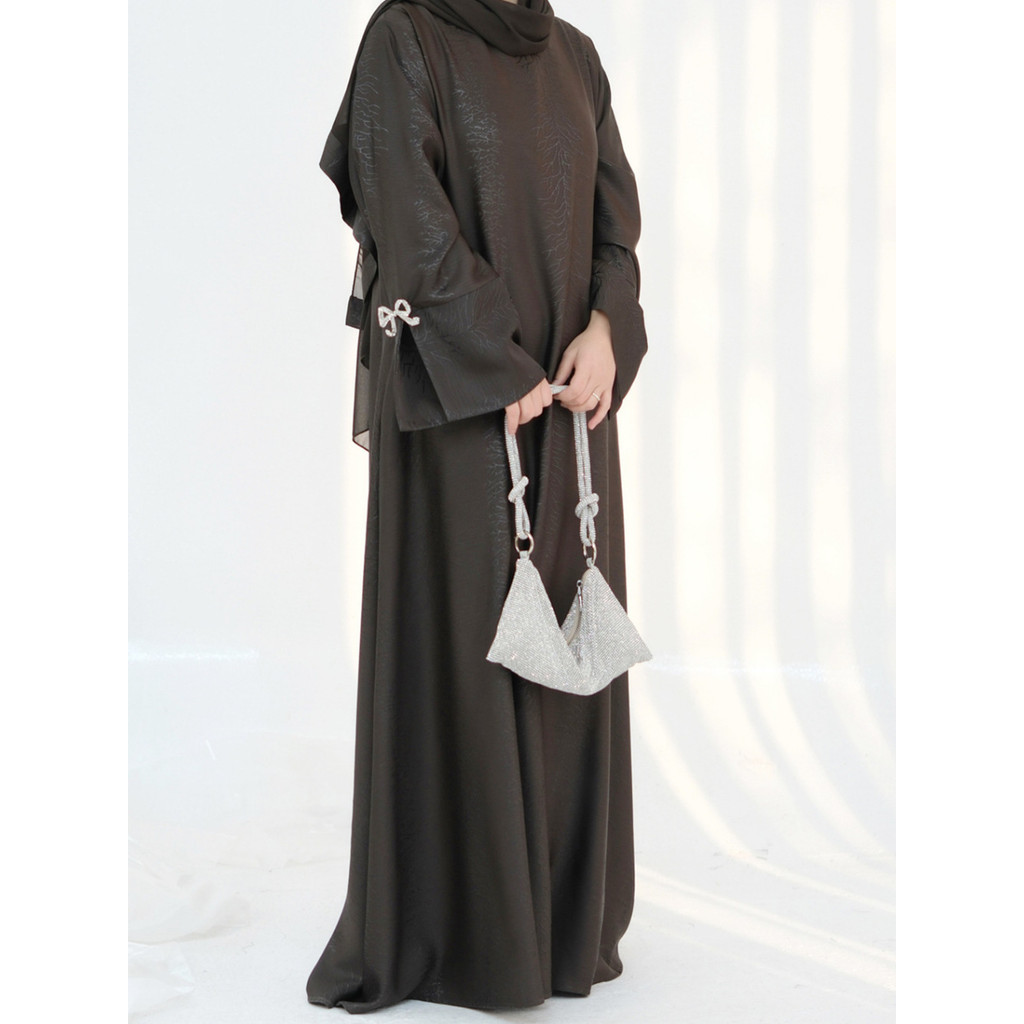Raya Muslim Abaya for Women Bow Dresses Split Sleeve Ramadan Dubai Long Robe Party Islam Kaftan