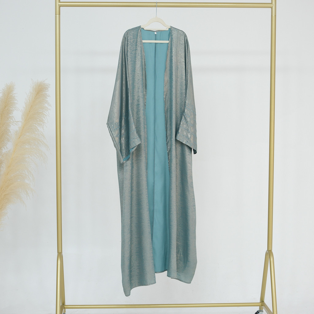Shiny Satin Open Kimono Abaya Dubai Luxury Muslim Abayas For Women Kaftan Dress Islam Clothing Robe Caftan