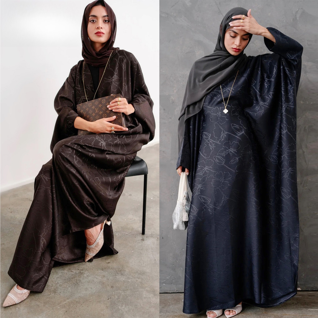 Closed Abaya Dress Dubai Luxury Muslim Hijab Dress 3D Jacquard Satin Black Abayas for Women Kaftan Malay Islamic