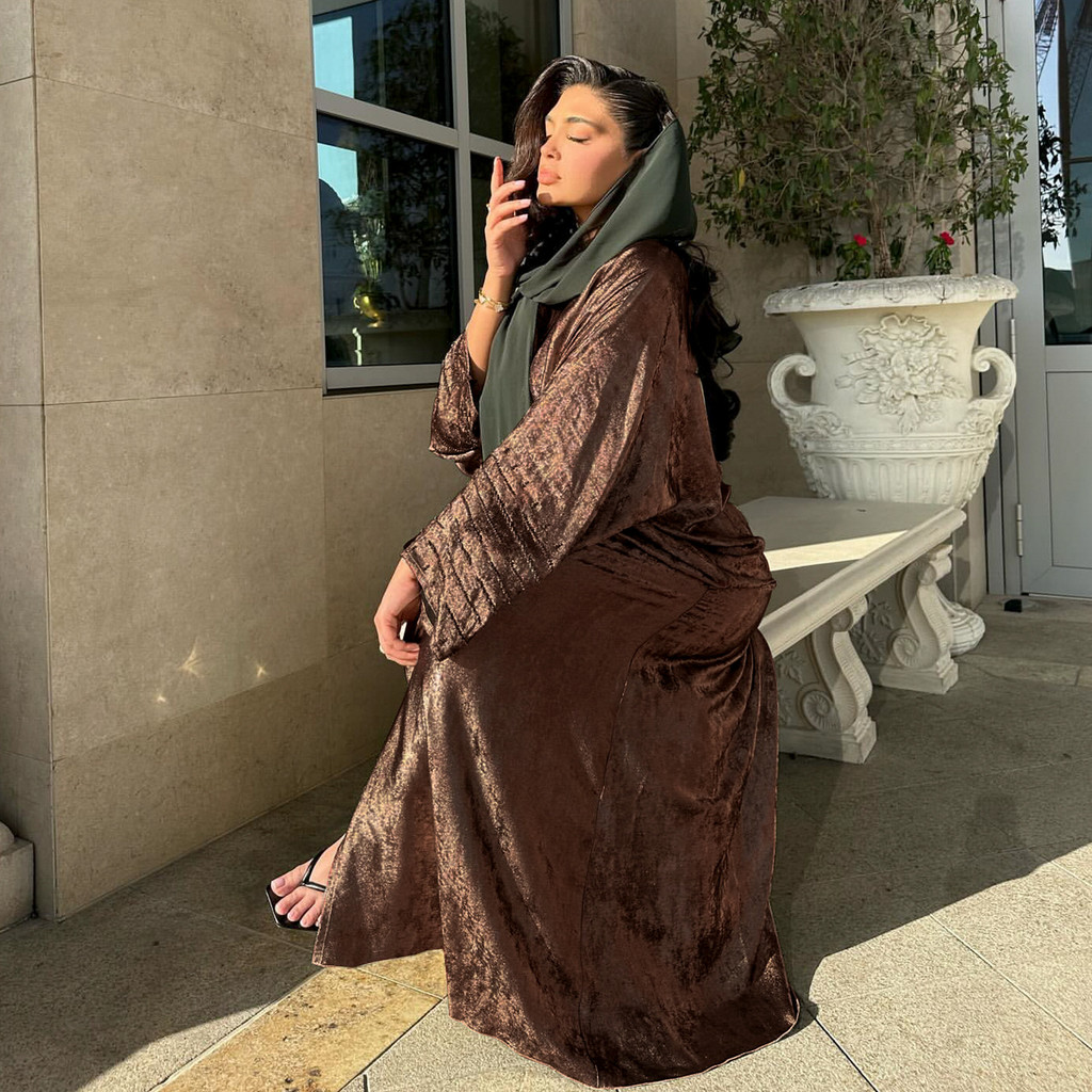 Shiny Satin Open Kimono Abaya Dubai Luxury Muslim Abayas For Women Kaftan Dress Islam Clothing Robe Caftan