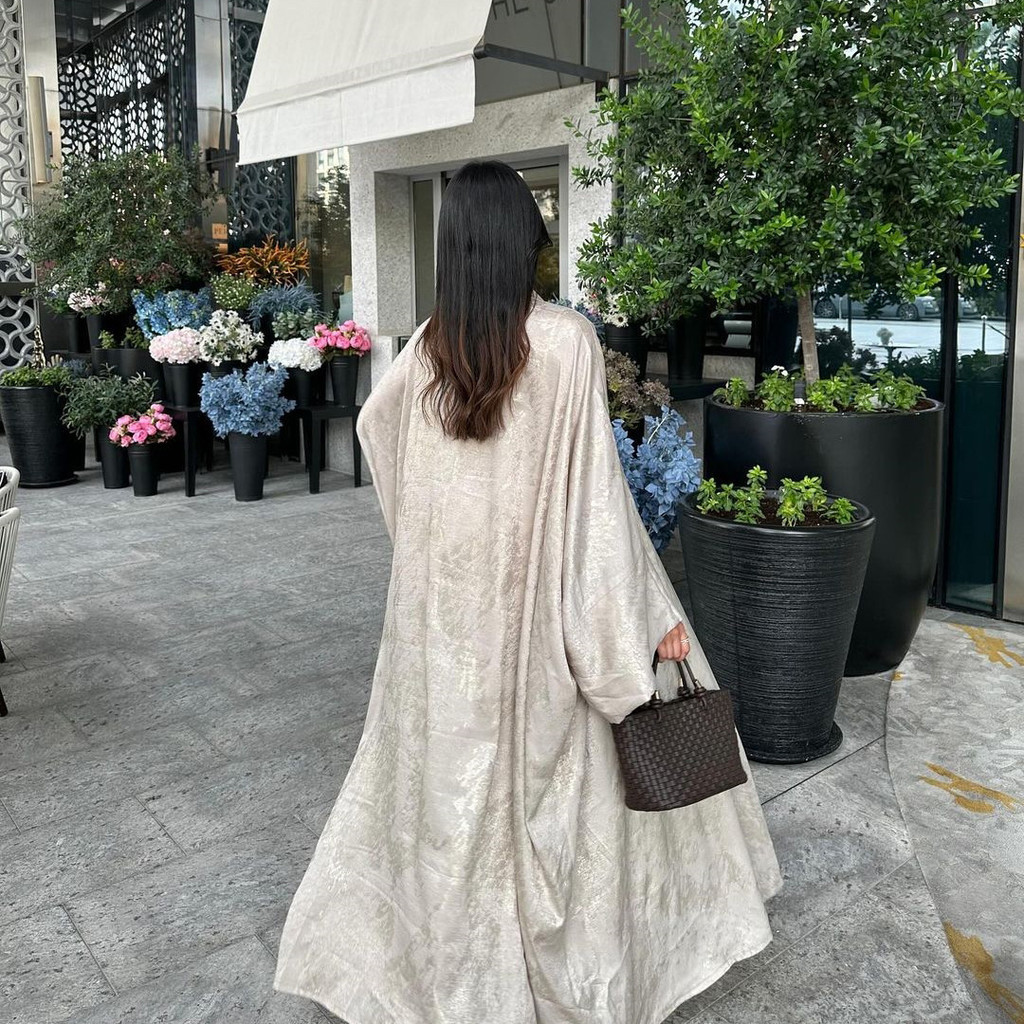 Satin Kimono Open Abayas for Women Ramadan Muslim Dress Malayu Kaftan Kebaya Caftan Abaya Dubai Luxury
