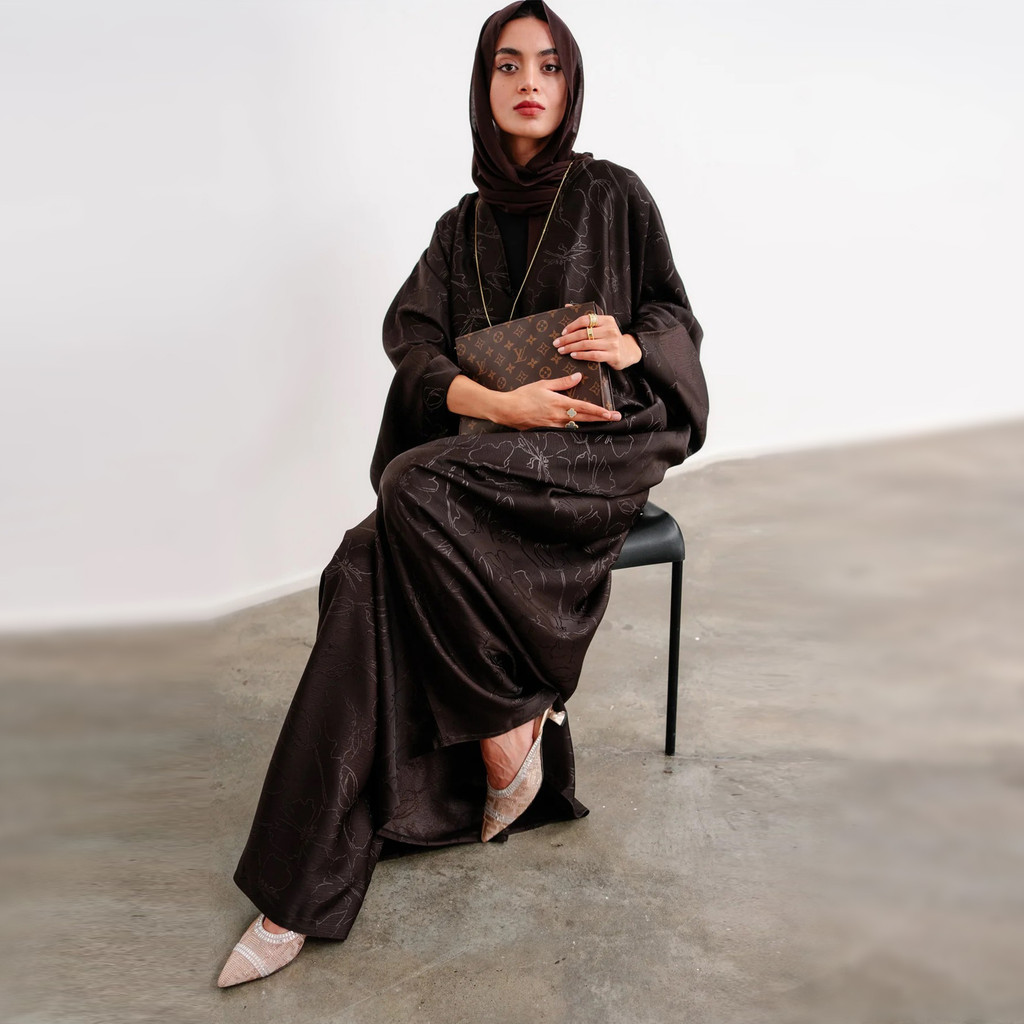 Closed Abaya Dress Dubai Luxury Muslim Hijab Dress 3D Jacquard Satin Black Abayas for Women Kaftan Malay Islamic