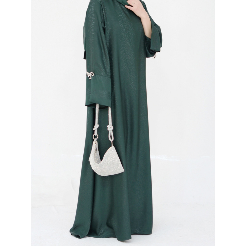 Raya Muslim Abaya for Women Bow Dresses Split Sleeve Ramadan Dubai Long Robe Party Islam Kaftan