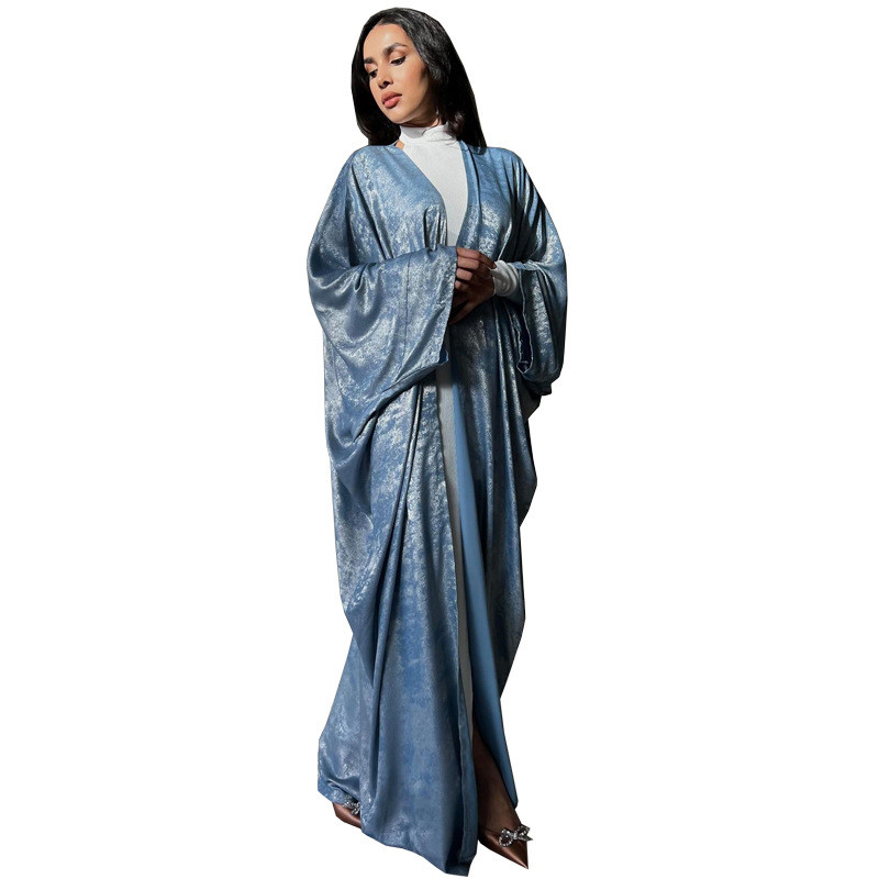 Satin Kimono Open Abayas for Women Ramadan Muslim Dress Malayu Kaftan Kebaya Caftan Abaya Dubai Luxury