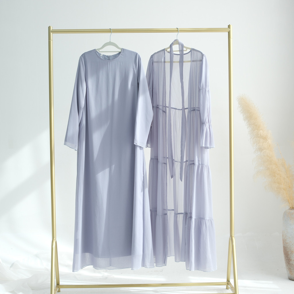 Sweet Abaya 2 & 3 Piece set, Sheer Open Abaya, Lined Inner Dress Hijabi Muslim Women Sets, Raya Ramadan Islamic Clothing