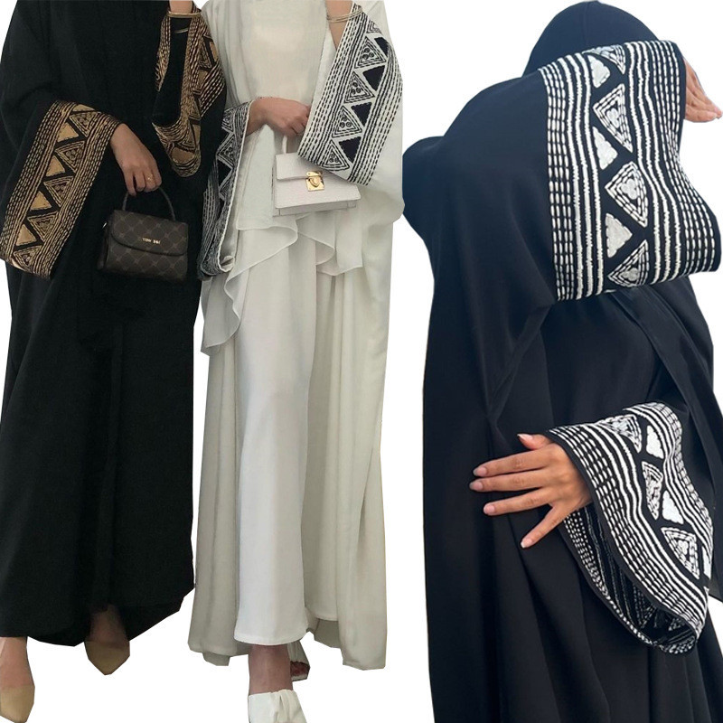 Raya White Open Kimono Abaya Dubai Luxury embroidery Islam Muslim Kaftan Dress Kebaya Palestine Abayas Women
