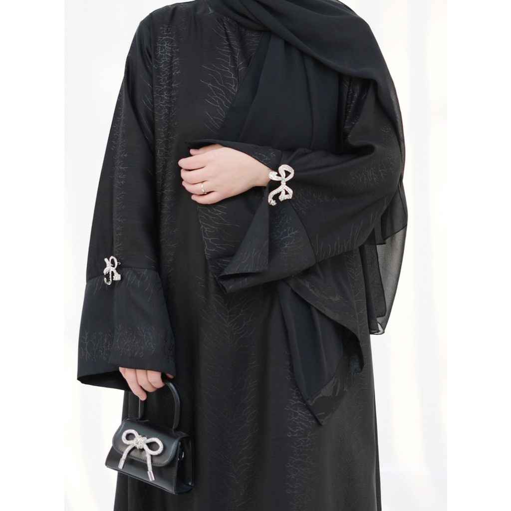 Raya Muslim Abaya for Women Bow Dresses Split Sleeve Ramadan Dubai Long Robe Party Islam Kaftan