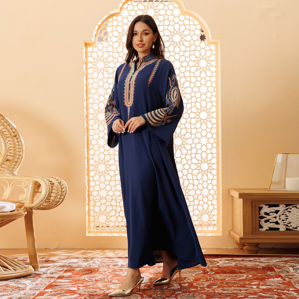 Abaya Women Party Dress Embroidery Muslim Modest Raya Dresses Long Robe Ramadan Dubai Kaftan Abayas