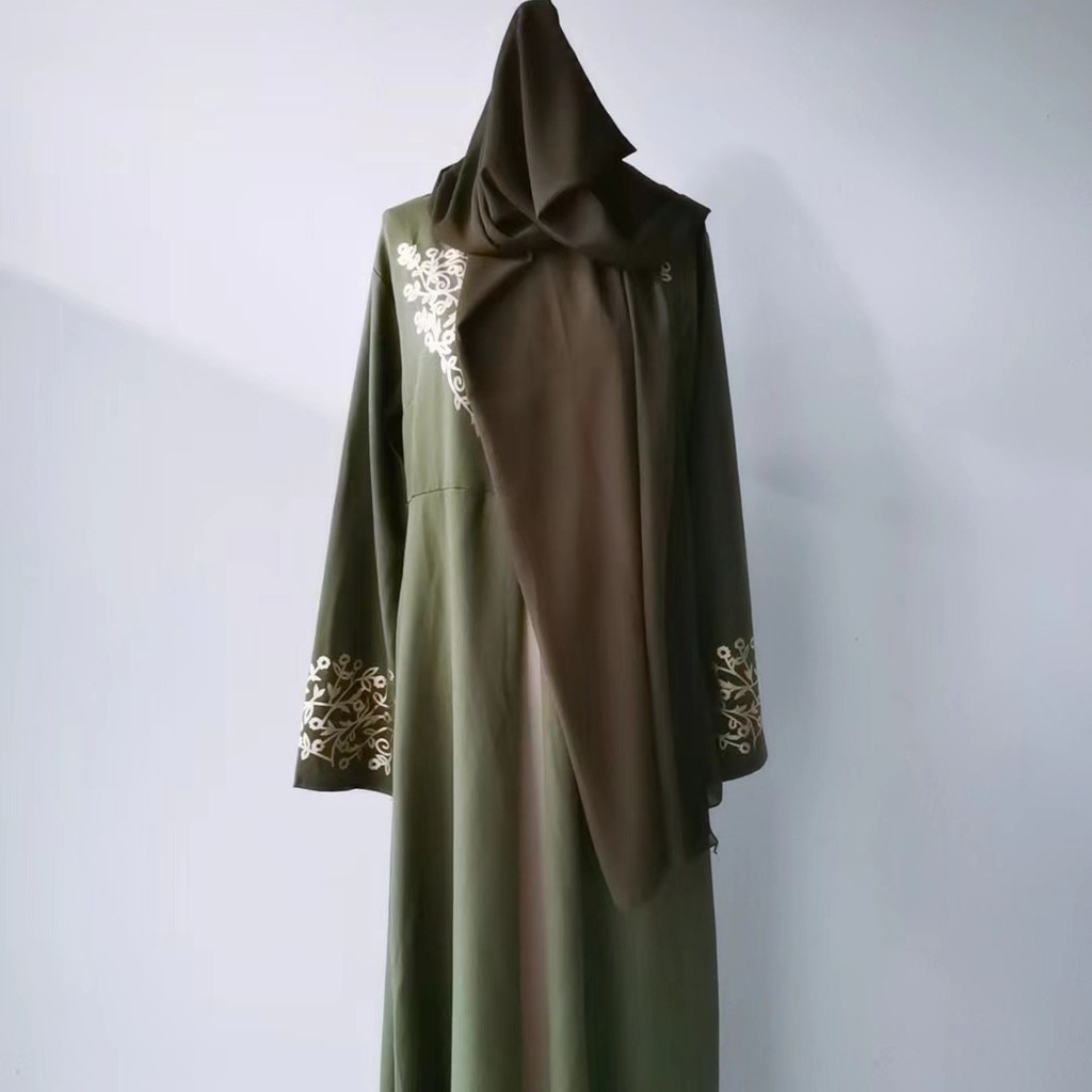 Dubai Islamic Clothes Kaftan Arabic Robe Print Muslim Dress Long Sleeve Abayas for Women Raya Mubarak Elegant Gown
