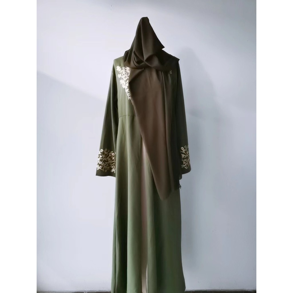 Dubai Islamic Clothes Kaftan Arabic Robe Print Muslim Dress Long Sleeve Abayas for Women Raya Mubarak Elegant Gown