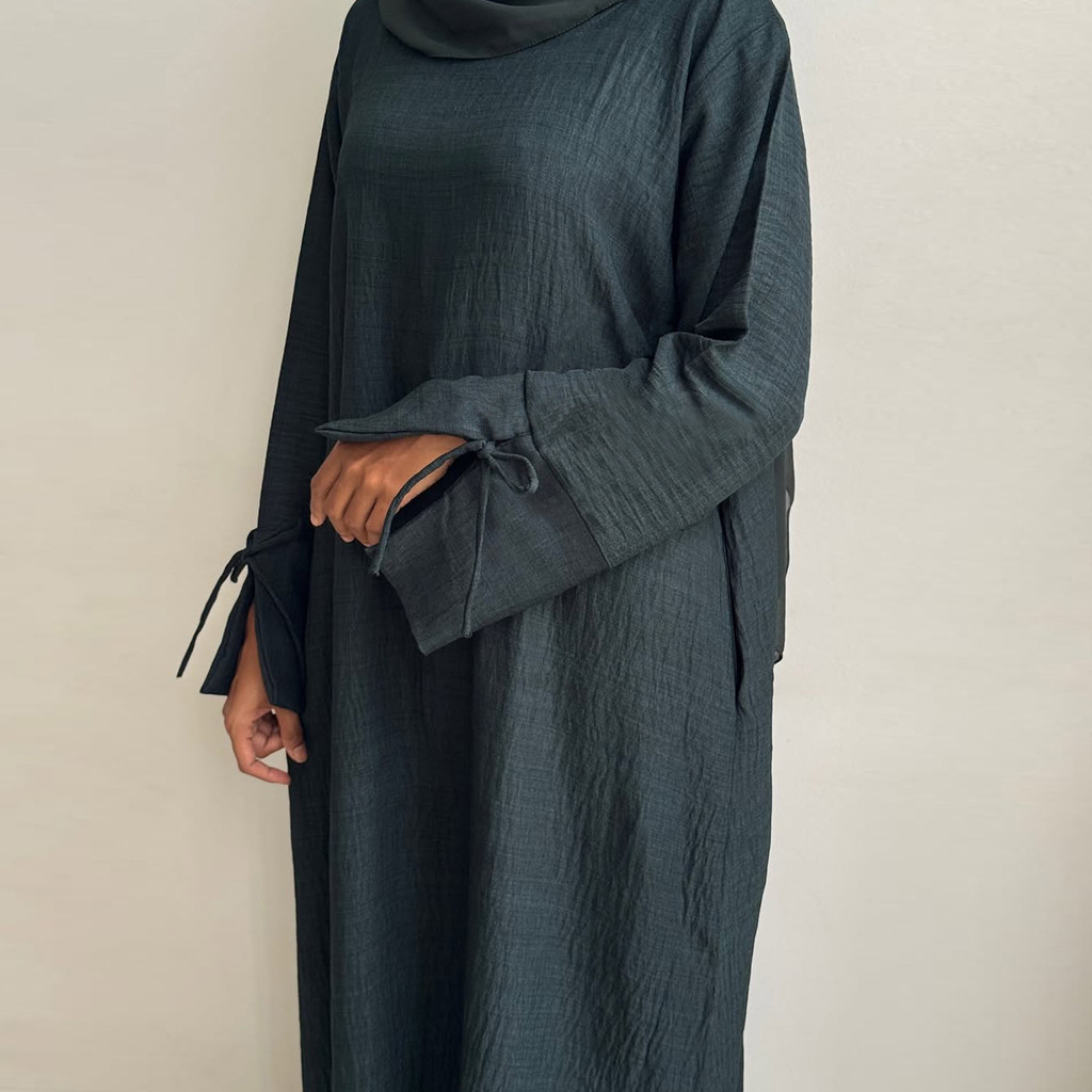 New Luxury Saudi Women Abayas Malay Women Solid Long Sleeve O Neck Ramadan Women's Clothing