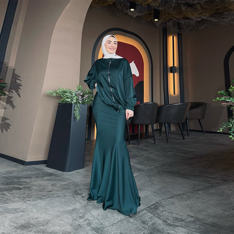 new women's clothing loose casual zipper long-sleeved jacket long skirt suit