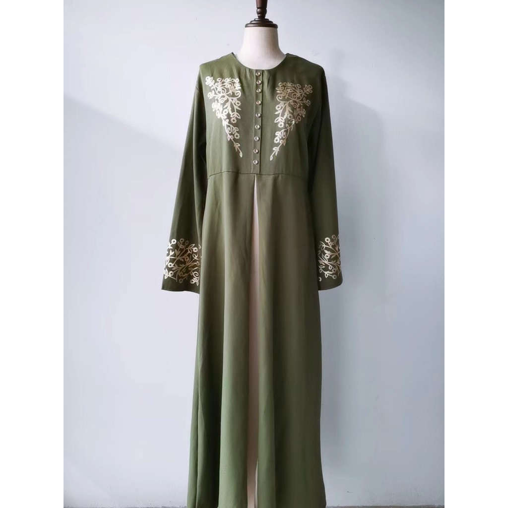 Dubai Islamic Clothes Kaftan Arabic Robe Print Muslim Dress Long Sleeve Abayas for Women Raya Mubarak Elegant Gown