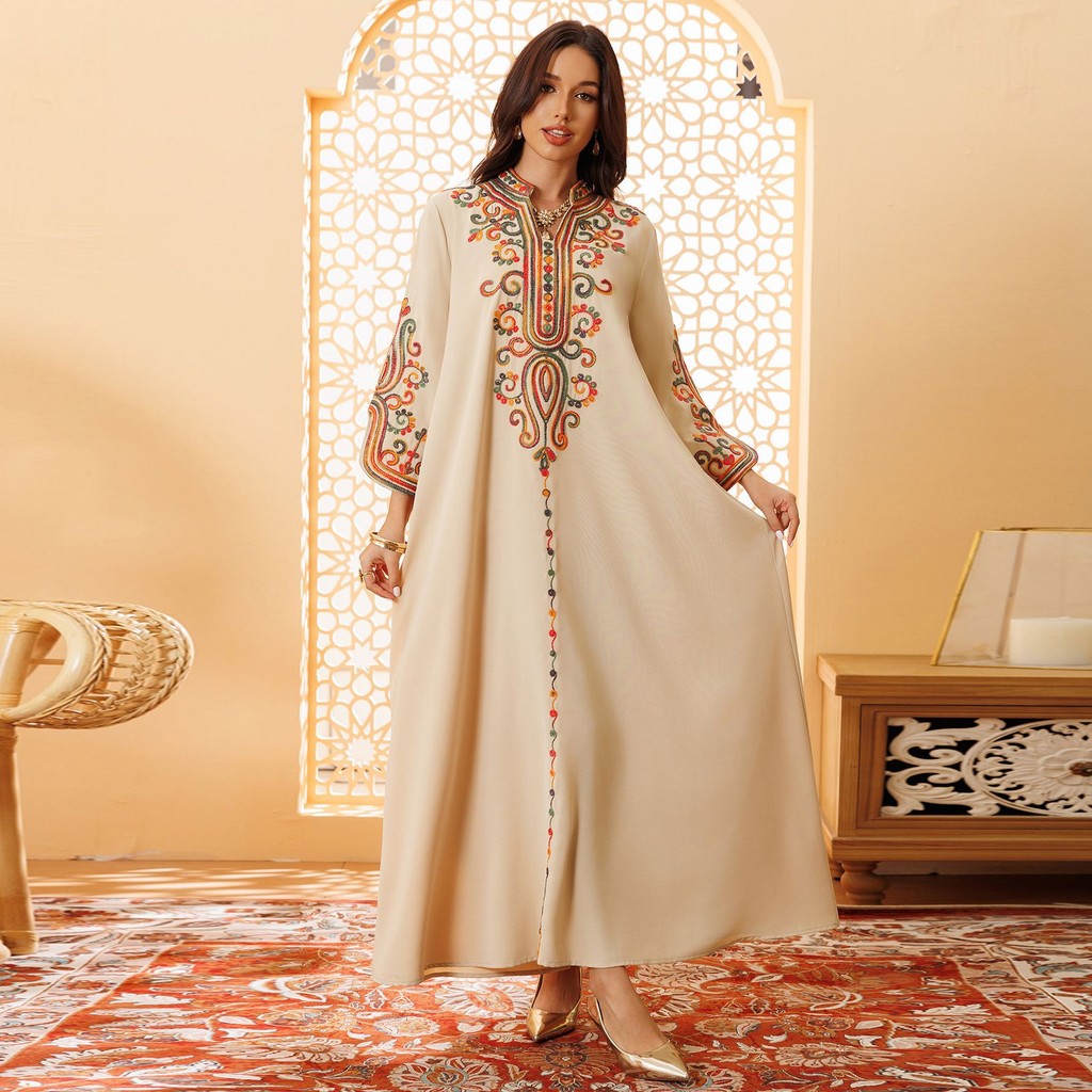 Ramadan Muslim Women's Embroidered Loose abaya Raya For Women Dubai Elegant Casual