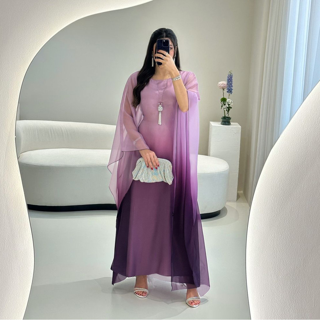 Raya Arab Satin Muslim Party Dress for Women Bat Sleeve Abaya Long Dresses Malayu Kaftan Ramadan Gown Robe