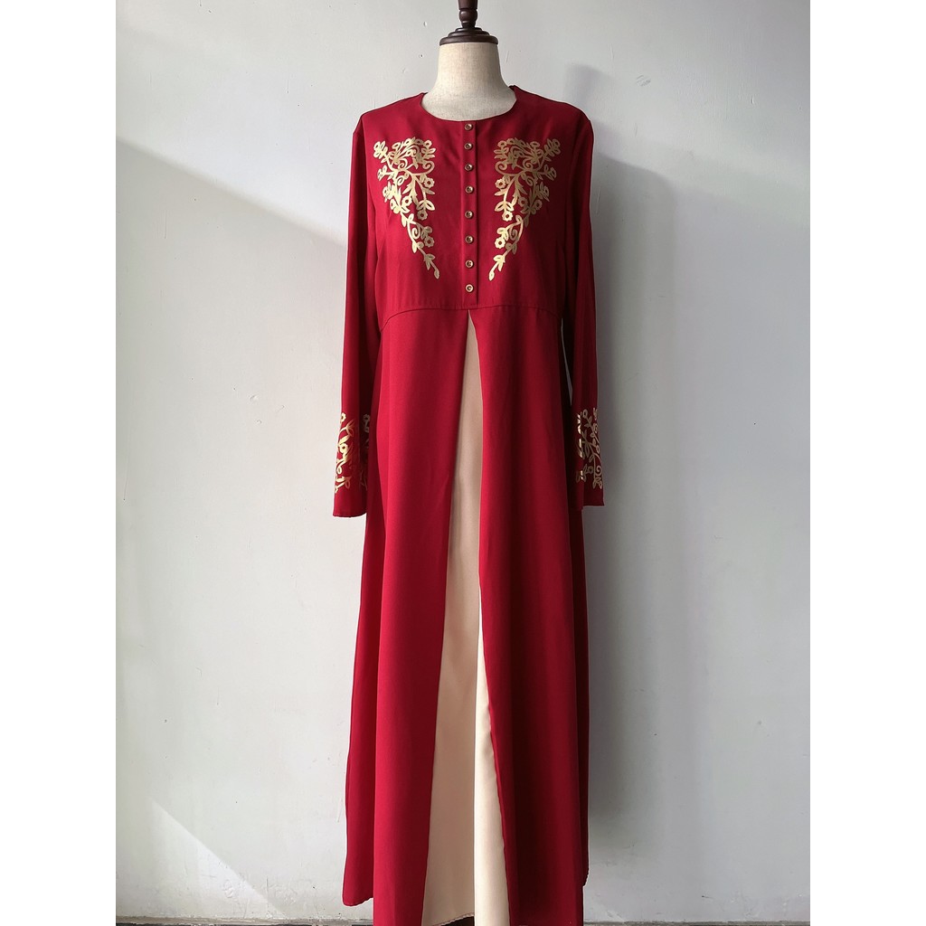 Dubai Islamic Clothes Kaftan Arabic Robe Print Muslim Dress Long Sleeve Abayas for Women Raya Mubarak Elegant Gown
