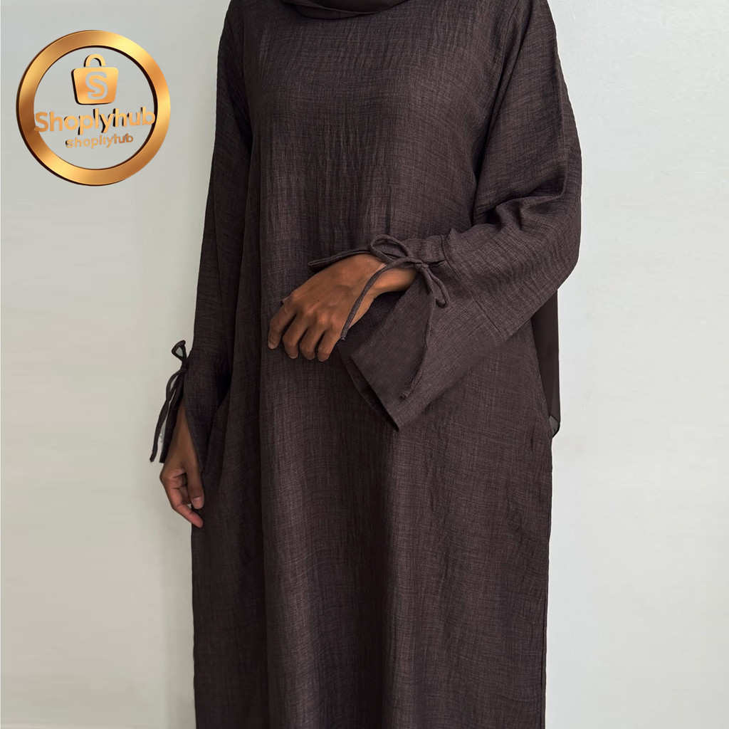 New Luxury Saudi Women Abayas Malay Women Solid Long Sleeve O Neck Ramadan Women's Clothing
