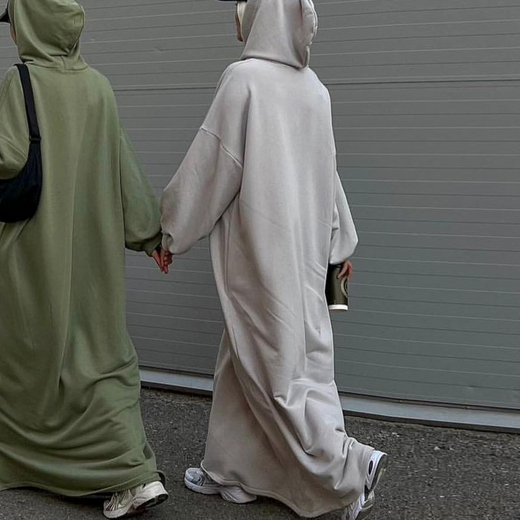 Muslim Women Hoodie Dress Saudi Arabic Long Robe Abaya Dubai Kaftan Raya Ramadan Hooded Dresses Abayas and Jubah