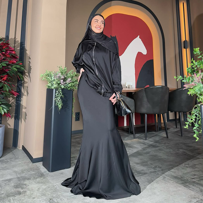 new women's clothing loose casual zipper long-sleeved jacket long skirt suit