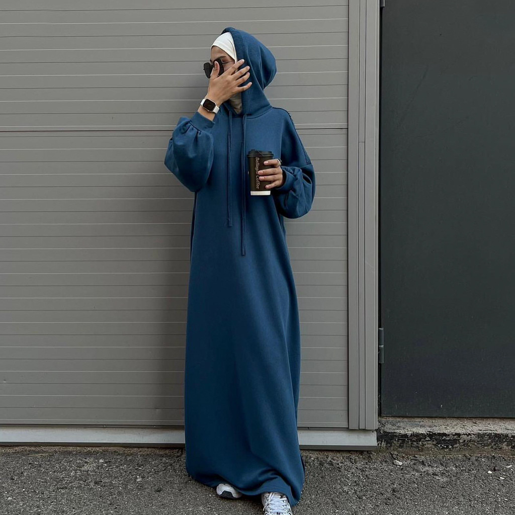 Muslim Women Hoodie Dress Saudi Arabic Long Robe Abaya Dubai Kaftan Raya Ramadan Hooded Dresses Abayas and Jubah
