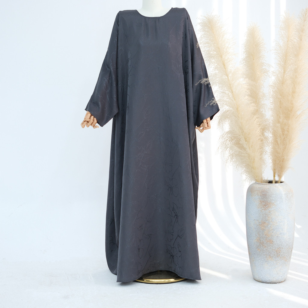 Closed Abaya Dress Dubai Luxury Muslim Hijab Dress 3D Jacquard Satin Black Abayas for Women Kaftan Malay Islamic